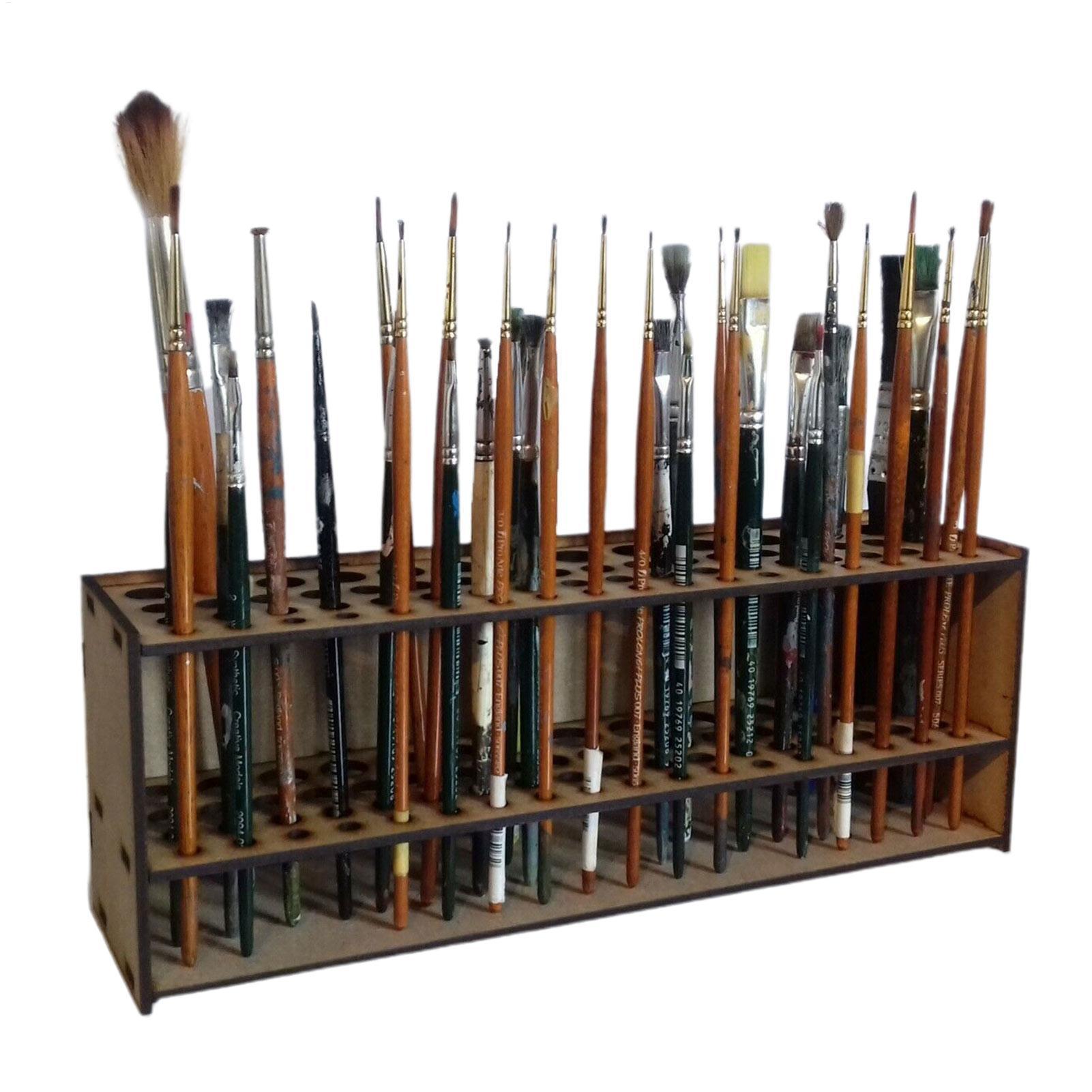 Art Craft Organizer - 67 Yuvalı Premium Ahşap Fırça Tutucu