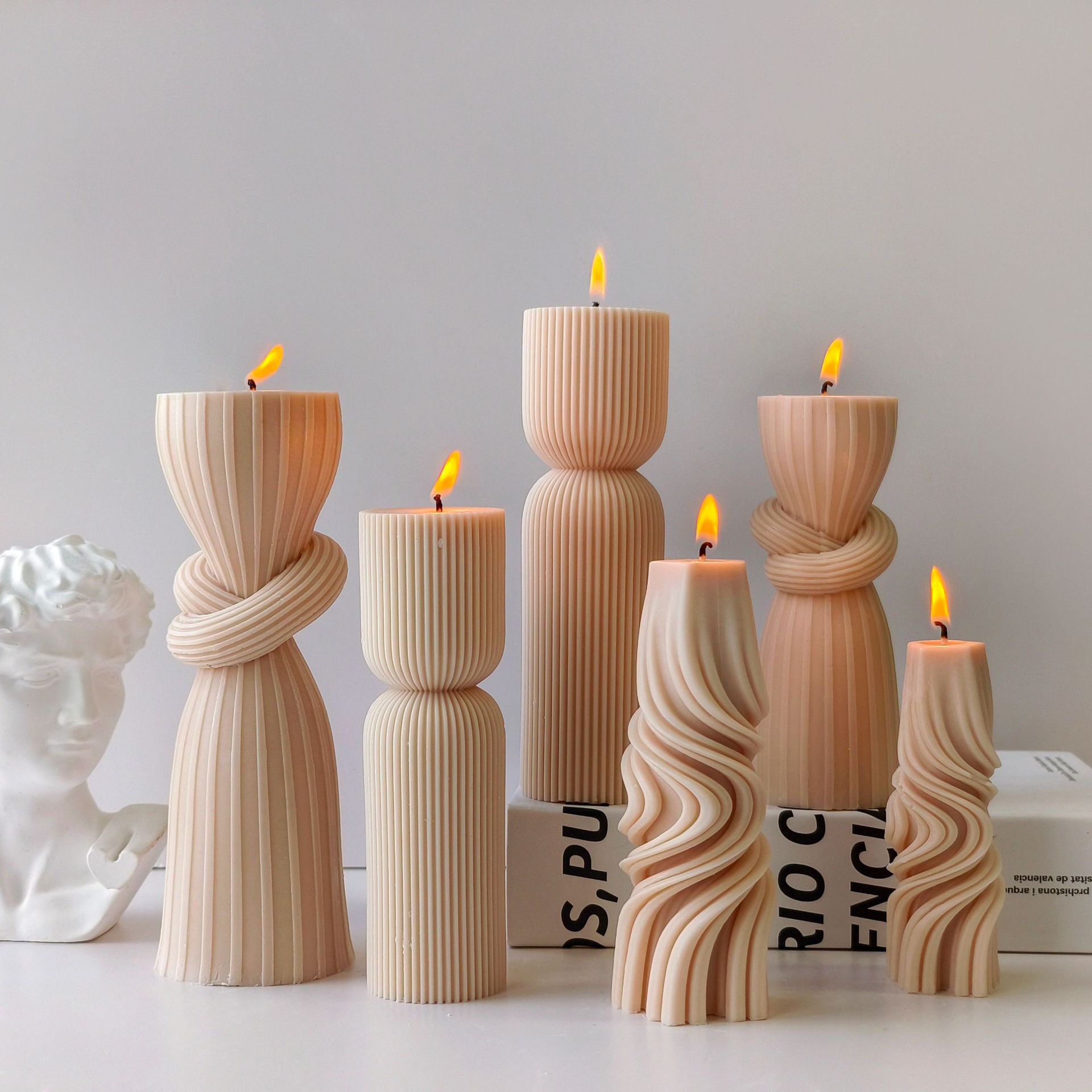 Soy Candle Fragrance Oil - Çizgili Silindir Aroma Mum silikon kalıp