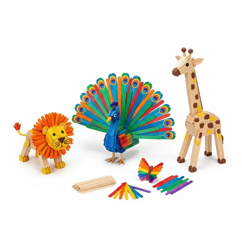 Art Craft Education - 50 Adet Renkli Ahşap Çubuklar Dondurma