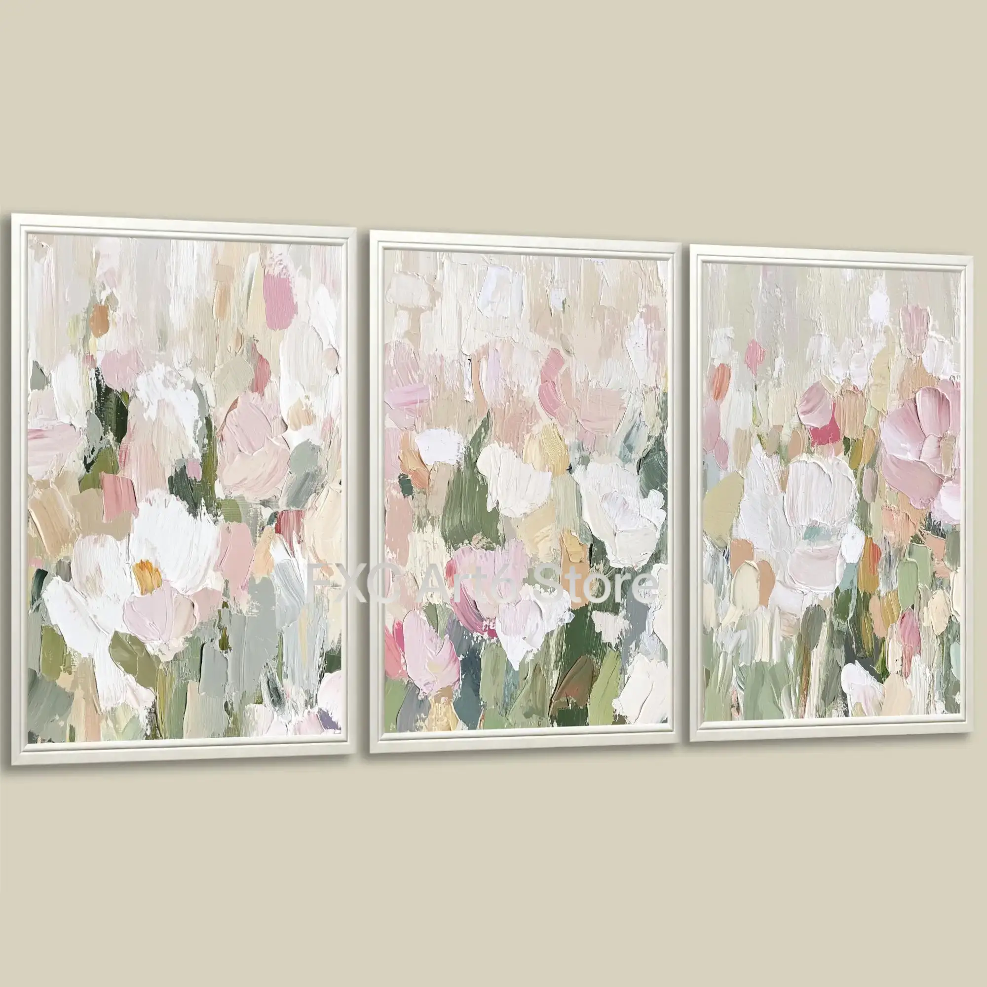Painting Knife Palette - 3PC çerçevesiz Impasto Dokulu Soyut Çiçek