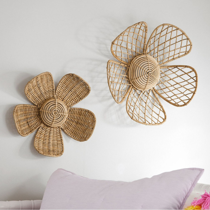 Art Craft Flower - İskandinav Dokuma Rattan Çiçek Duvar Dekor