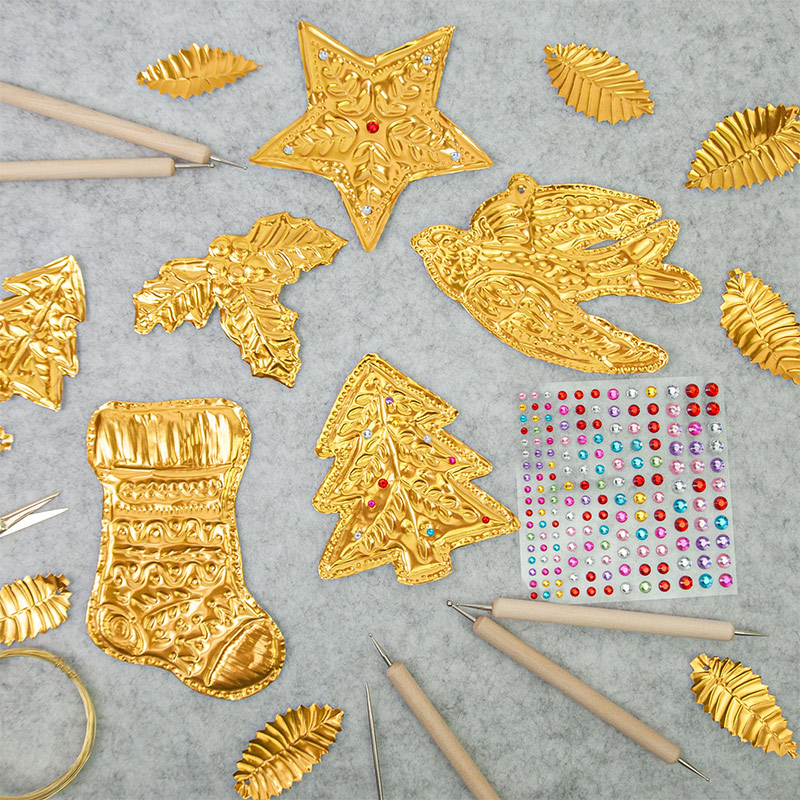 Art Craft For Christmas - DIY Altın Folyo Sanat Rölyef Noel
