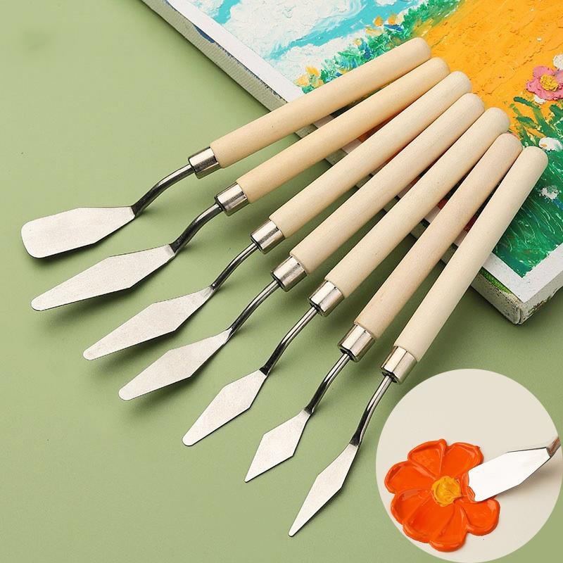 Painting Knife Palette - 7 adet Paslanmaz Çelik Yağlıboya Bıçak