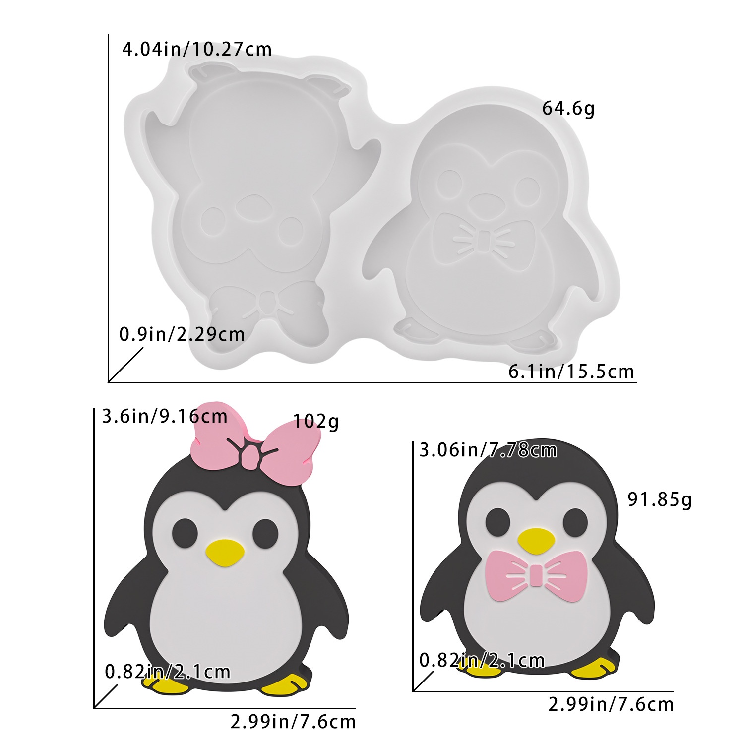 Art Craft Model - Kendin Yap Penguen Çift Figürü Reçine