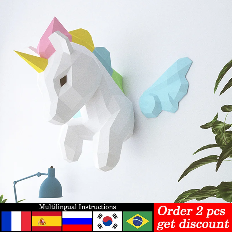 Art Craft Center - Gökkuşağı ünikorn Hayvan Duvar Dekor Ev