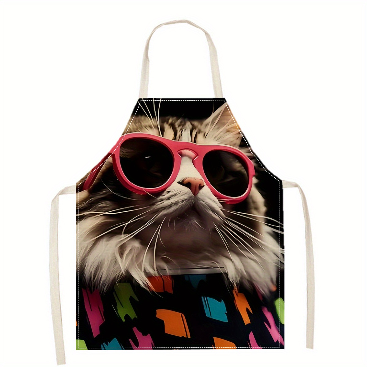 Art Craft Gift Ideas - Keten Önlük Komik Kedi Güneş Gözlüğü