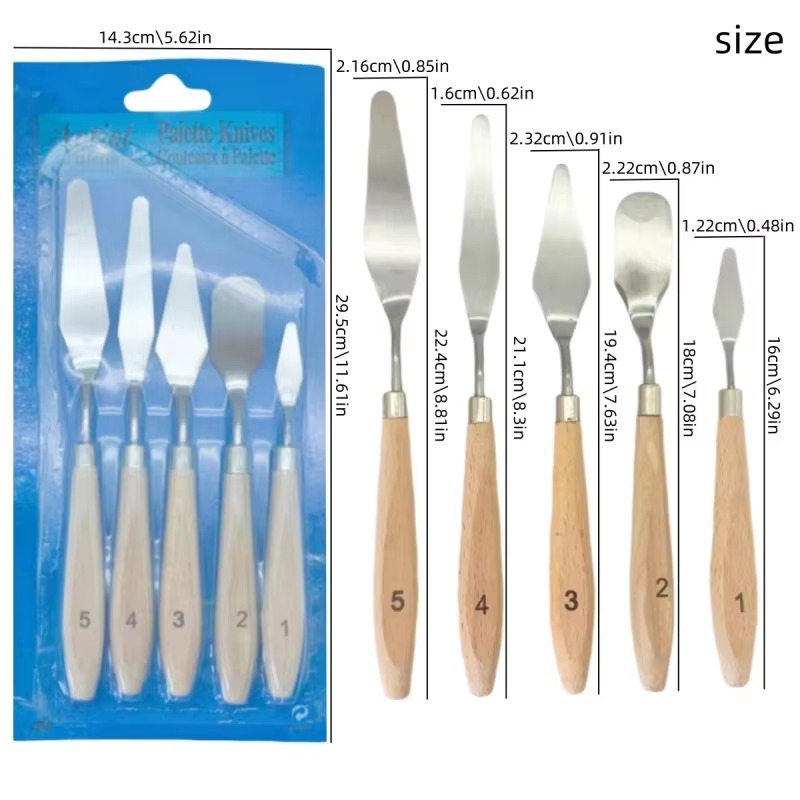 5 adet ahşap saplı boyama pale - Painting Knife Palette incelemesi ve fiyatı